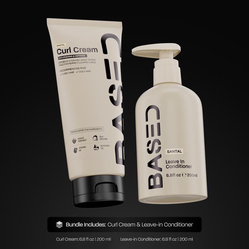 BASED Curly Duo: Premium Non-Toxic Curl Cream & Leave-In Conditioner Bundle - De