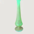 Vtg Fenton Uranium Vaseline Glass Bud Vase UV Reactive Satin Floral 8" signed