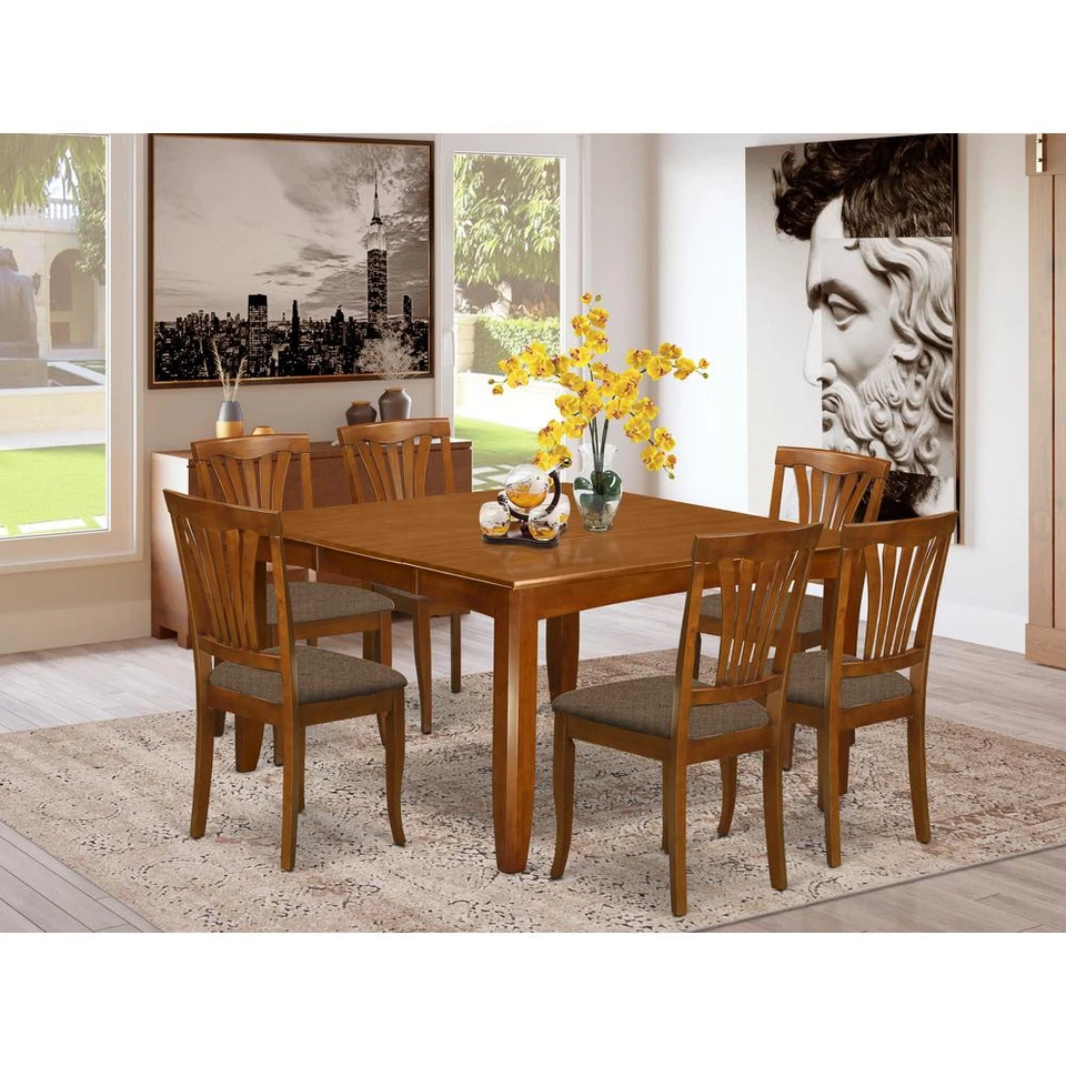 PFAV7-SBR-C 7 PC Dining set-Dinette Table with Leaf and 6 Dinette Chairs. - Image 4 of 4