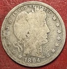 1894-S Barber Quarter. Free Shipping
