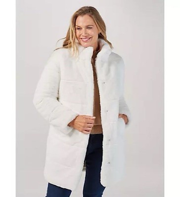 Centigrade Long Line Kunstfellmantel Cremeweiß Größe 3XL