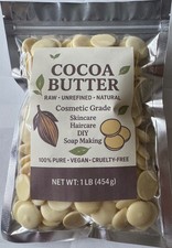 Raw Unrefined Cocoa Butter Wafers Discs 1 lb/2 lb 100 Natural Skincare DIY Soap