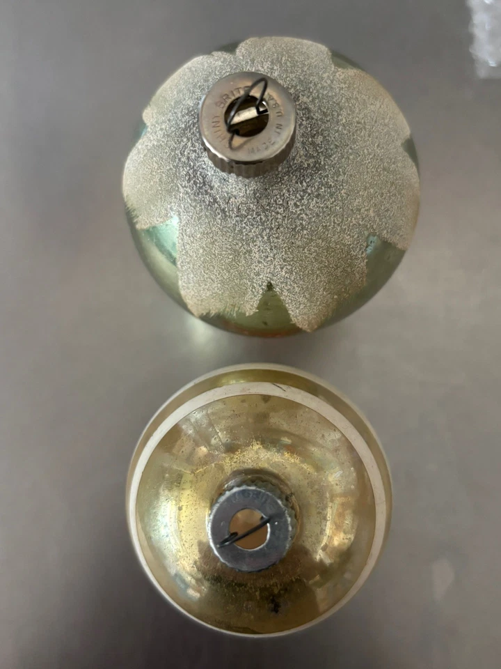 8 VNTG Shiny Brite Glass Ornaments Egg Teardrop Round Stripe Stencil 2.5” - 3.5” - Image 4 of 4