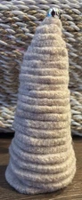 Hand Crafted Felted Wool Circle Stack 7" X-Mas Tree Birch Base Holiday Decor