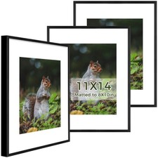 Golden State Art 11x14 Picture Frame 3 Pack - Aluminum Frames with 8x10 Removabl