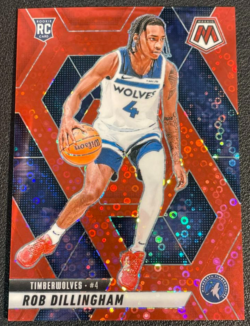 Rob Dillingham 2024-25 Panini Mosaic 54/99 Red Disco RC Timberwolves #218