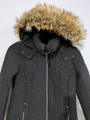 347 Marc New York Andrew Marc Women's Black Full Zip Hooded Faux Fur Coat M