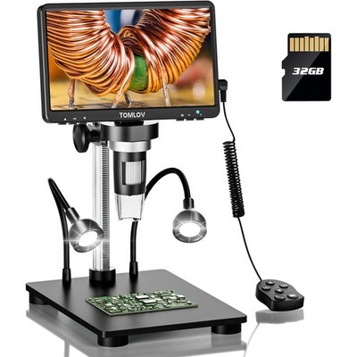 7'' Black Digital Microscope: 1200X Coin Magnifier with 32GB Memory Card Included