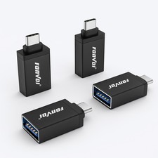 4 Pack USB C Male to USB 3.0 Female Adapter Type C Converter Black OTG Set Plug