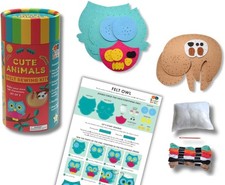 Buddy & Barney Felt Sewing Kit Tube - Cute Animals | Kids Safe Sewing Activity 