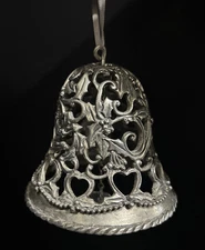 Vintage 2002 Seagull Fine Pewter Hearts Dinner Bell Christmas Ornament Canada