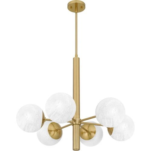 Aged Brass Six Light Chandelier from the Solei Collection - Picture 3 of 6