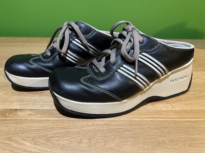 Vtg Y2K Sketchers Somethin' Else Black White Platform Sneaker Chunky Mule Sz 7.5