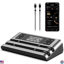 Wireless Smart Meat Thermometer, Dual-Sensor, 500FT Remote, App Controlled