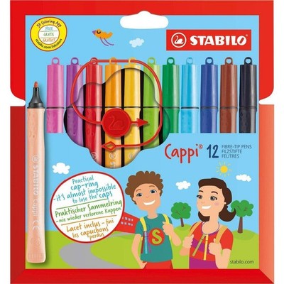 Filzstift mit Kappenring - STABILO Cappi - 12er Pack - mit 12 verschiedenen
