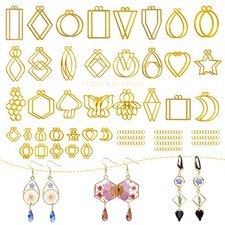 172 pcs Open Bezels for Resin, 2 Size 36 Styles of Gold Hollow Frame Pendants...