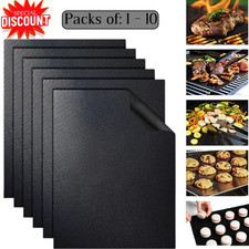 10 Pcs Large Bottom Oven Liner Sheet Heavy Duty Teflon Reusable BBQ Grill Mat UK