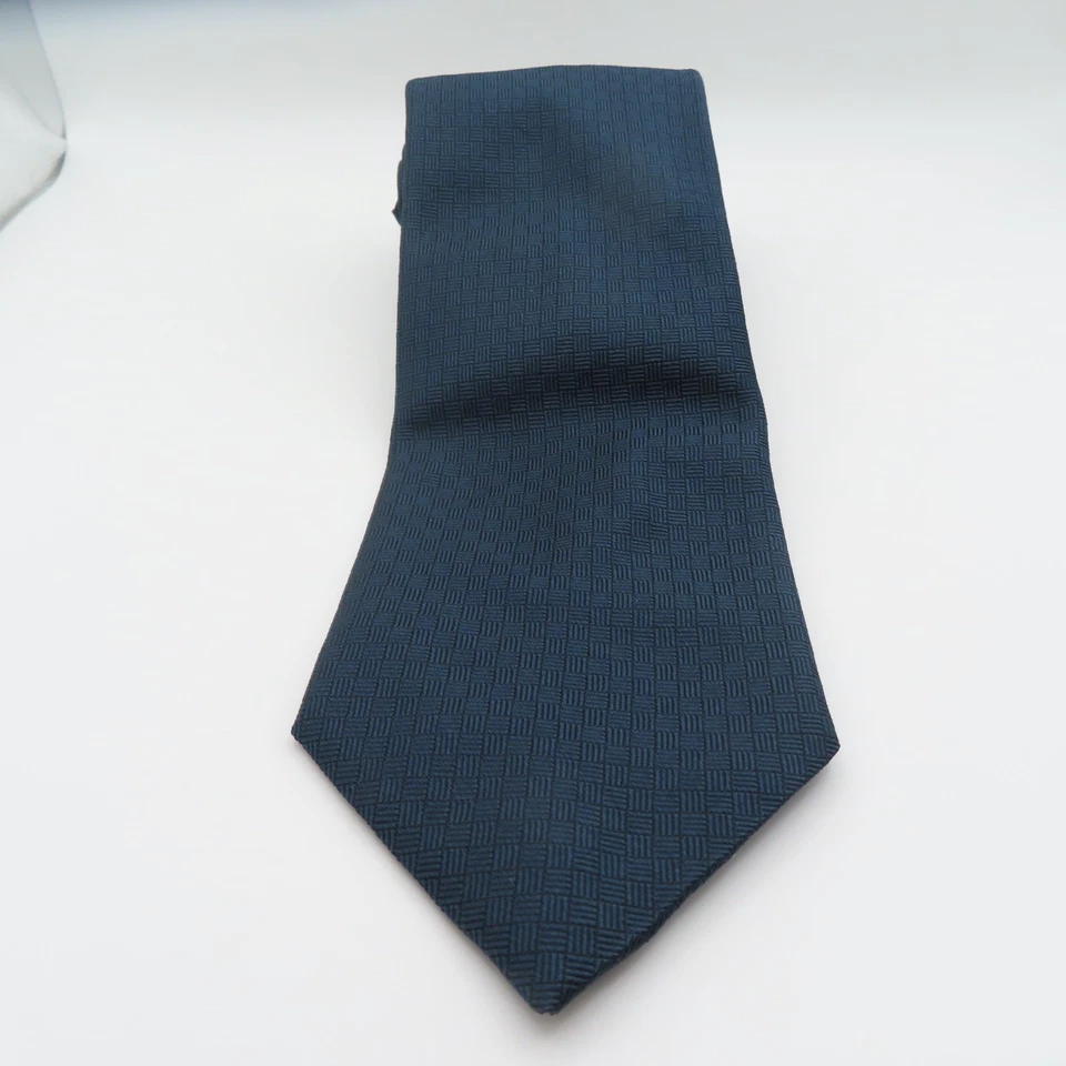 Corbata Fendi Seda Azul Cuadros Parquet 3.5" Ancho 57" Largo Italia Foto 3 de 4