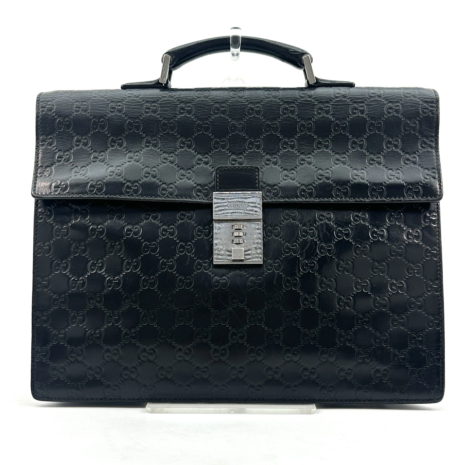 Sac d'affaires mallette GUCCI Sima cuir noir 34044 212792 authentique