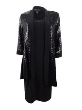 R&M Richards Women's Sequin Necklace-Embellished Dress & Jacket