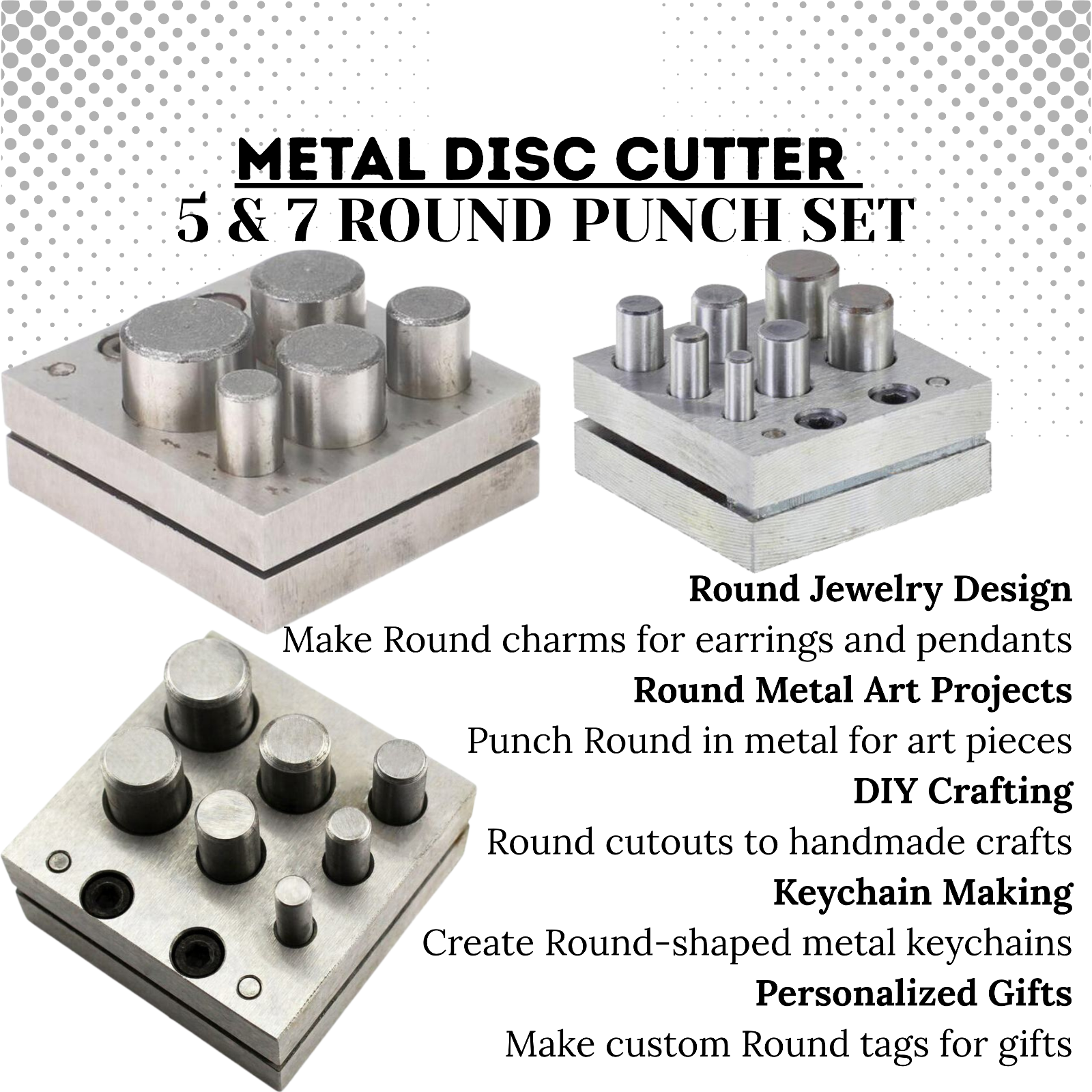 Round Disc Cutter Set 5 & 7 Hole Metal Punch Jewelry Making Circle ...
