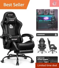 Video Gaming Chair with Footrest Lumbar Support for Home Office High Back Rec...