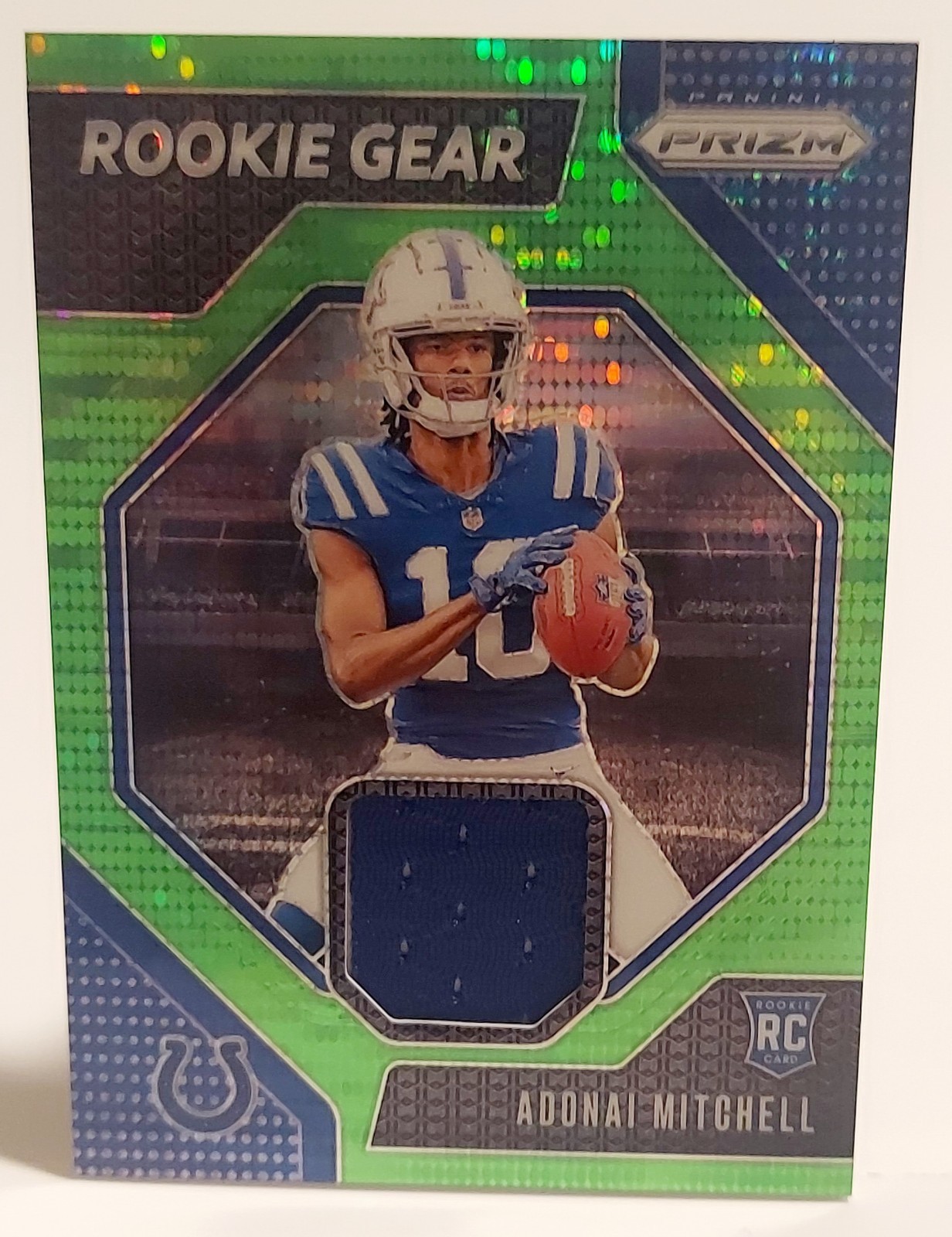 2024 Panini Prizm Adonai Mitchell Neon Green Pulsar Rookie Gear Colts Rc