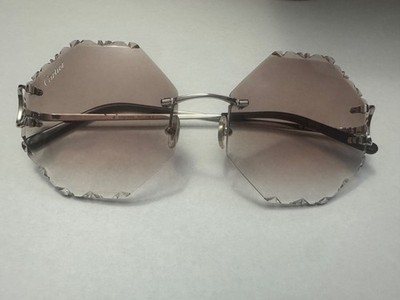 Cartier, Big C Diamond Cut  Sunglasses, Custom Tint, Chrome