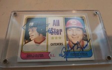 JOHNNY BENCH/CARLTON FISK 1974 TOPPS DUAL AUTO ON CARD 