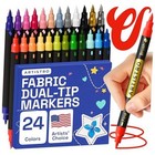 New Listing 24 Dual-Tip Fabric Markers - Fabric Decorating Kit - Permanent for Clothes -