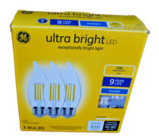 lot of 3 GE 100-Watt Clear Ultra Bright Daylight Flame LED Bulbs w/ Medium Base