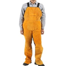 Flame Retardant Cowhide Jumpsuit with High Collar and Reinforced Seams