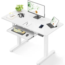 Electric Standing Desk with Keyboard Tray, 40 Inch Height Adjustable Small Ta...