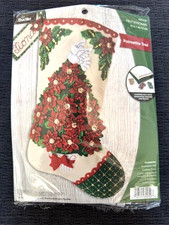 Bucilla Poinsettia Tree Felt Stocking Kit 89252 SEALED TRULY LOVELY VERY RARE 