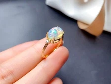 Opal Ring 14k Gold Ring Natural Opal Gemstone Ethiopian Opal Beautiful Opal Ring
