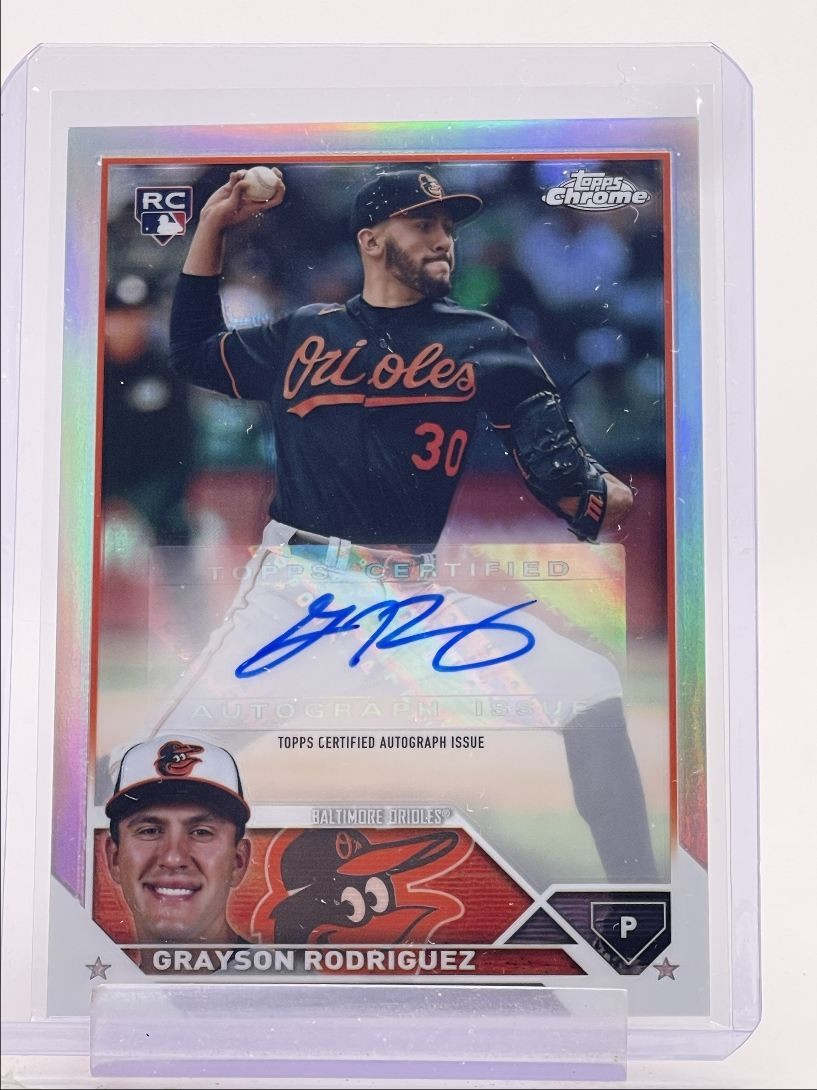GRAYSON RODRIGUEZ 2023 TOPPS CHROME ROOKIE REFRACTOR RC AUTO /499 Q4152