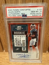 2020 Contenders Optic Red Jalen Hurts RC ON CARD AUTO /199 PSA 10! 🔥🔥🔥 Eagles