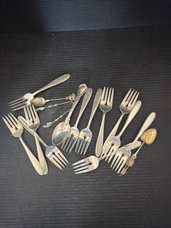 15 Pcs Fork & Spoons Sterling Silver Flatware Set Scrap Or Keep 382g Lot