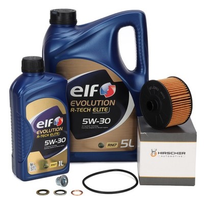 6L elf Evolution R-TECH ELITE 5W30 Motoröl + HIRSCHER Ölfilter für 152095084R