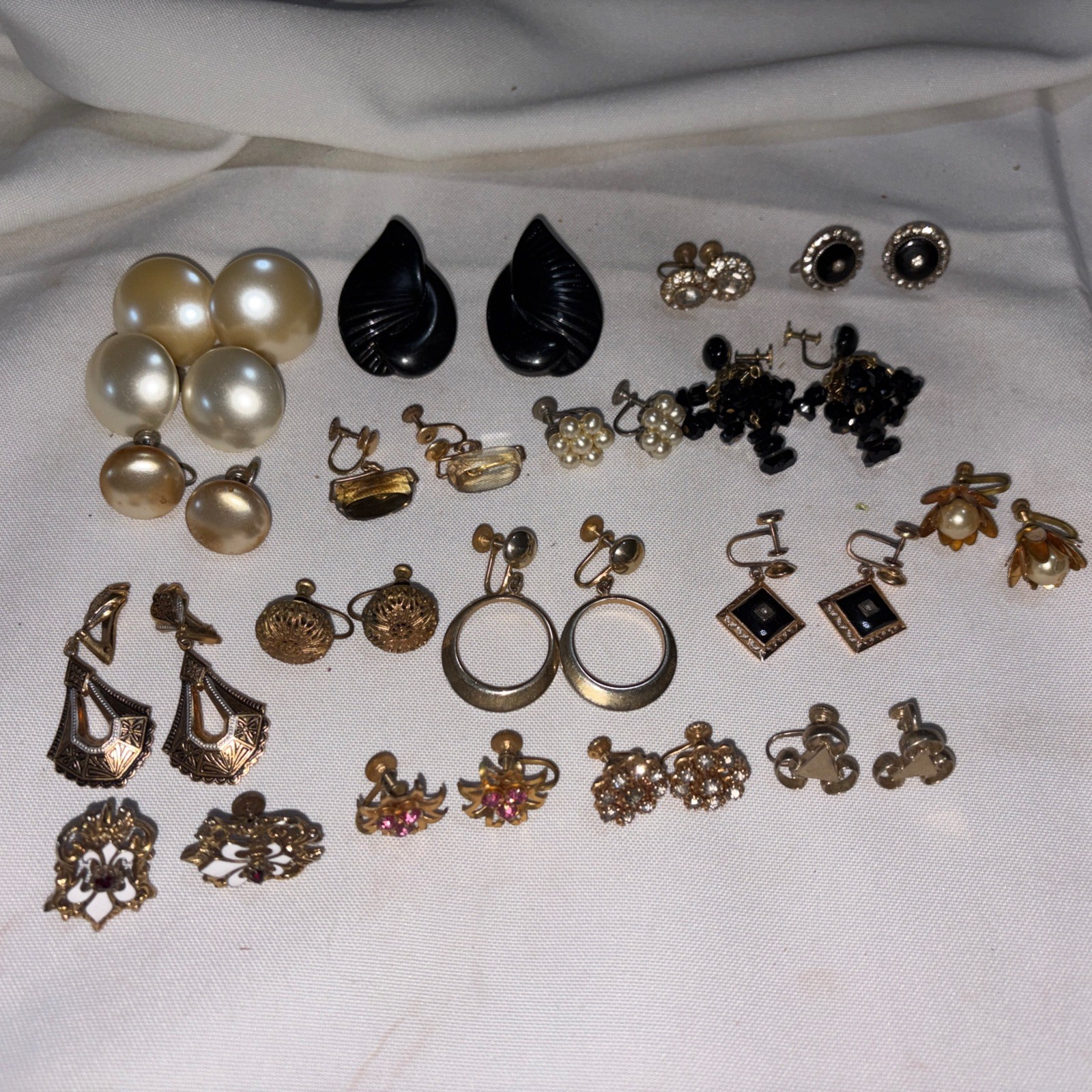 Vtg SCREW BACK Earrings  Lot Of 18 Pair Unmarked Spain 1/20 GF Sterling Delma