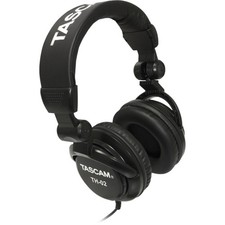 TASCAM TH-02 Professional Studio Monitor Headphones, Wired, Medium, Black