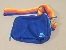 2023 ALDI GEAR Navy Blue Belt Bag Fanny Pack w/ Rainbow Stripe Belt