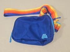 2023 ALDI GEAR Navy Blue Belt Bag Fanny Pack w/ Rainbow Stripe Belt 