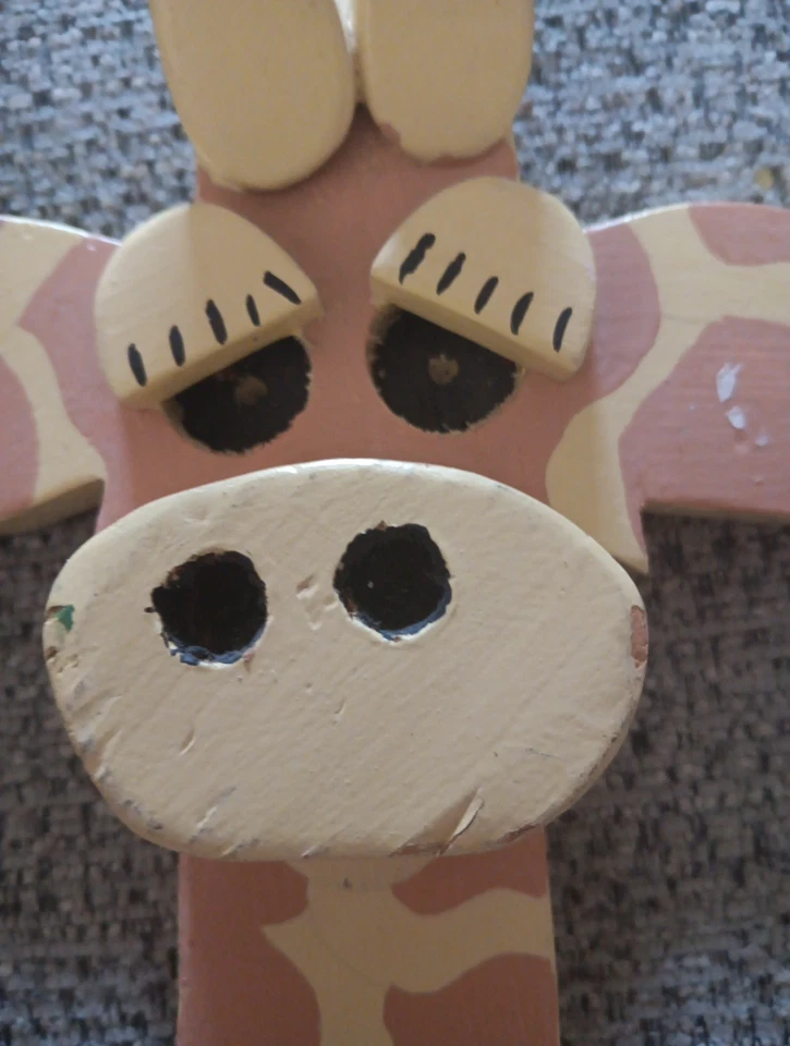 Perchero de pared jirafa vintage sombrero perchero madera hecho a mano Foto 2 de 4