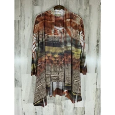 Jess & Jane Tank Cardigan 2 Piece Set Size Large Aztec Artsy Fall Autumn Harvest