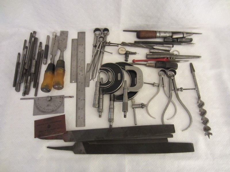 Lot of Tools from Old Wooden Tool Box-Starrett, Nicholson, etc-0ver 40 items