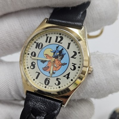 Vintage Fall Halloween Watch Witch Moving Bats Second Hand Rare New Battery 