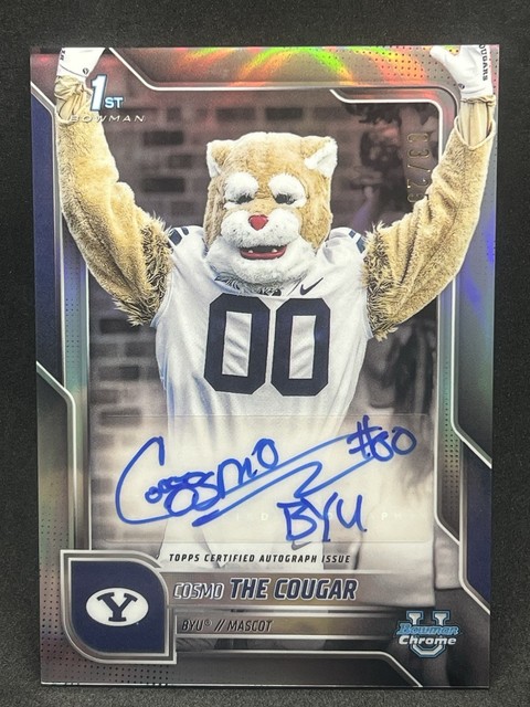 2025 Bowman Chrome University Football Cosmo der Puma Maskottchen Auto 03/25 BY