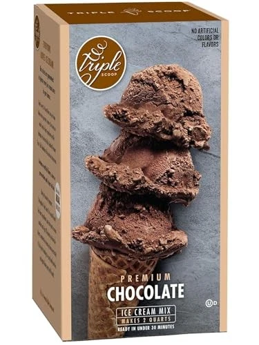 Triple Scoop Ice Cream Mix, Premium Chocolate, starter for use with home ice