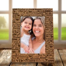 Engraved Wood Picture Frame I Love You Mom 5" x 7" Photo Mother's Day Gift